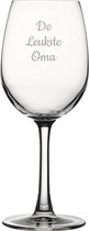 Gegraveerde witte wijnglas 36cl De Leukste Oma