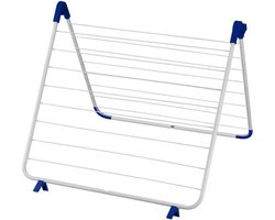 Droogrek voor in bad - verstelbaar 60-120 cm - 9 meter drooglengte - wit/blauw frame - wasrek