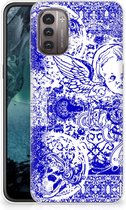 Back Case TPU Siliconen Hoesje Nokia G21 | G11 Smartphone hoesje Angel Skull Blue
