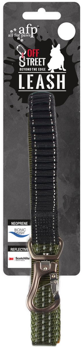 AFP Off Street Dog Leash Olive Green M - halsband - riem - hond - dog - uitlaten - harnas - kat - Off street dog - M - Olive green