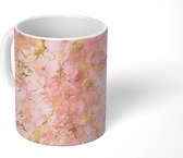 Mok - Goud - Roze - Patroon - Marmer print - Mokken - 350 ML - Beker - Uitdeelcadeautjes