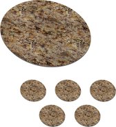 Onderzetters voor glazen - Rond - Graniet - Goud - Antiek - Patronen - 10x10 cm - Glasonderzetters - 6 stuks