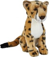 Pluche gevlekte cheetah knuffel 28 cm - Panter safaridieren knuffels - Speelgoed knuffeldieren/knuffelbeest voor kinderen