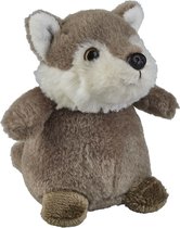 Pluche knuffel dieren Grijze wolf 12 cm - Speelgoed wilde dieren wolven knuffelbeesten