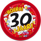 dienblad 30 jaar 30 cm staal rood/wit