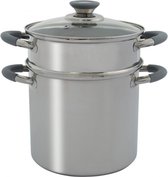 kookopan met stomer Corby 18 cm RVS zilver 3-delig