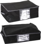 Set van 2x dekbed/kussen opberghoezen zwart met vacuumzak - 60 x 44 x 25 cm en 60 x 45 x 15 cm