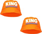 2x stuks king bucket hat - oranje - Koningsdag/ EK/ WK - Holland vissershoedje