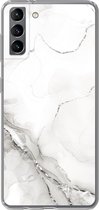 Geschikt voor Samsung Galaxy S21 Plus hoesje - Marmer print - Wit - Patronen - Siliconen Telefoonhoesje