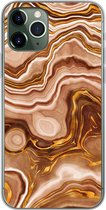 Geschikt voor iPhone 11 Pro hoesje - Marmer print - Gouden - Patronen - Siliconen Telefoonhoesje