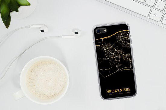 Coque pour iPhone SE 2020 - Spijkenisse - Carte - Or - Coque de téléphone en Siliconen