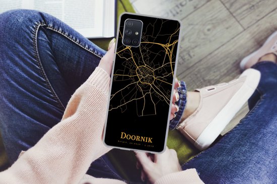Coque Samsung Galaxy A51 5G - Tournai - Carte - Or - Coque de téléphone en Siliconen