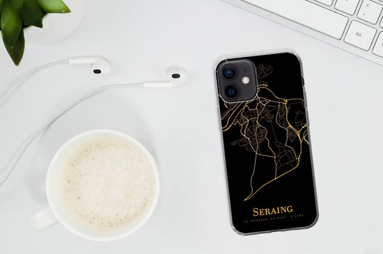 Coque iPhone 12 - Seraing - Carte - Or - Coque de téléphone en Siliconen