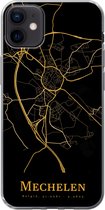Geschikt voor iPhone 12 mini hoesje - Mechelen - Kaart - Goud - Siliconen Telefoonhoesje