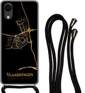 Telefoonkoord - Telefoonketting - Telefoonhoesje Geschikt voor iPhone XR - Vlaardingen - Kaart - Goud - Siliconen - Crossbody - Telefoonhoesje met koord