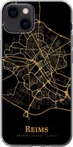 Geschikt voor iPhone 13 hoesje - Reims - Kaart - Goud - Siliconen Telefoonhoesje
