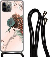 Coque avec cordon iPhone 13 Pro - Blossom - Paon - Ressorts - Japandi - Siliconen - Crossbody - Backcover with Cord - Phone case with cord - Case with rope