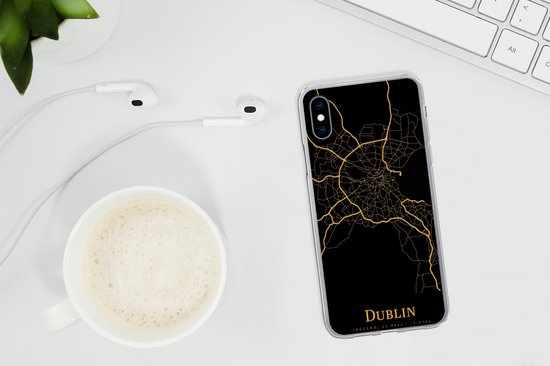 Coque pour iPhone X - Dublin - Carte - Or - Coque de téléphone en Siliconen