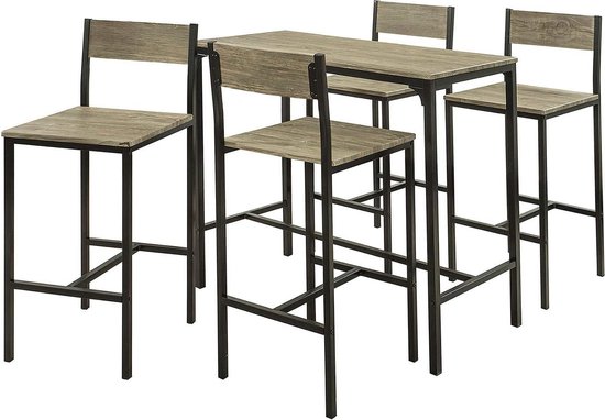 Songmics metalen bartafel met 2 barkrukken bruin - Meubels kopen? | Korting tot 45