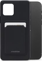 Mobilize Rubber Gelly Card Telefoonhoesje geschikt voor Apple iPhone 12/12 Pro Hoesje Flexibel TPU Backcover met Pasjeshouder - Matt Black