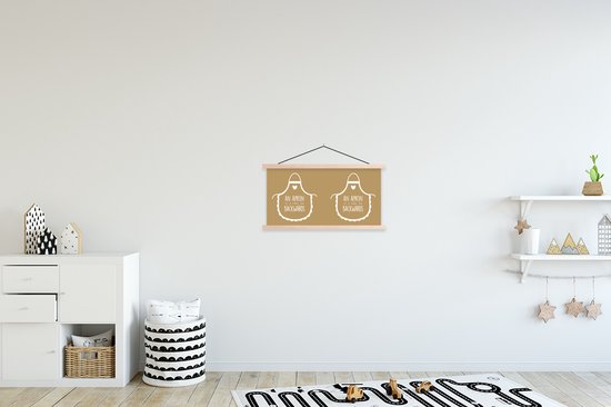 Porte-affiche avec affiche - Affiche scolaire - Citations - Cuisine - Tablier - Tablier - Cuisine - Kok - Proverbes - 60x30 cm - lattes vierges