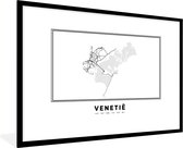 Cadre photo avec affiche Zwart Wit- Plan de la ville - Italie - Zwart Wit - 120x80 cm - Cadre pour affiche