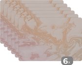 Placemat - Placemats kunststof - Marmer - Roze - Patroon - 45x30 cm - 6 stuks - Hittebestendig - Anti-Slip - Onderlegger - Afneembaar