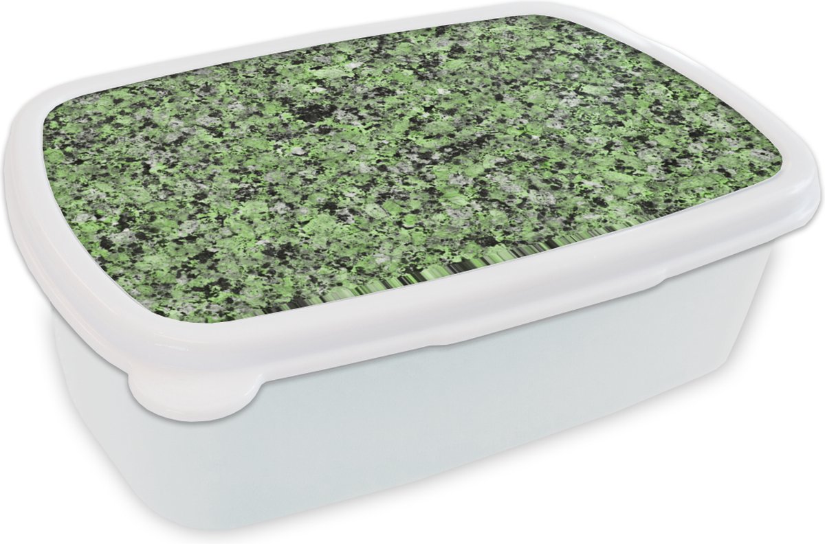 Broodtrommel Wit - Lunchbox - Brooddoos - Keien - Groen - Graniet - 18x12x6 cm - Volwassenen