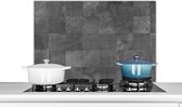 Spatscherm keuken 90x60 cm - Kookplaat achterwand Tegels - Structuur - Grijs - Muurbeschermer - Spatwand fornuis - Hoogwaardig aluminium