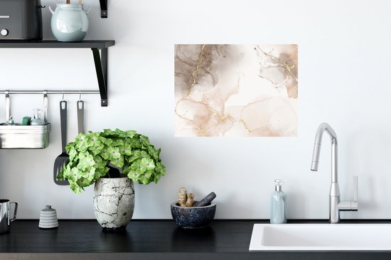 Stickers Stickers muraux - Marbre - Marron - Or - 40x30 cm - Feuille adhésive