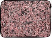 Laptophoes 13 inch - Roze - Zwart - Kristal - Graniet print - Laptop sleeve - Binnenmaat 32x22,5 cm - Zwarte achterkant