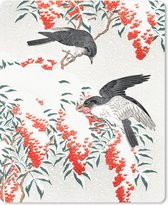 Muismat - Mousepad - Vogel - Zwaluw - Bes - Japandi - 19x23 cm - Muismatten