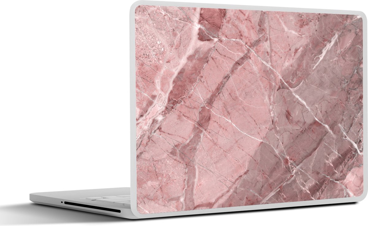 Laptop sticker - 15.6 inch - Roze - Graniet - Keien - Wit - 36x27,5cm - Laptopstickers - Laptop skin - Cover