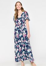 LOLALIZA Maxi bloemenjurk - Marine Blauw - Maat 38