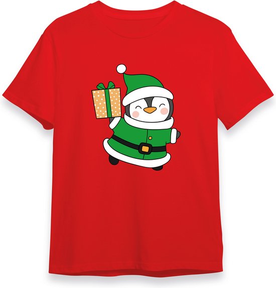 Glitter Kerst Buddy's - T-Shirt - Heren - Rood - Maat XL