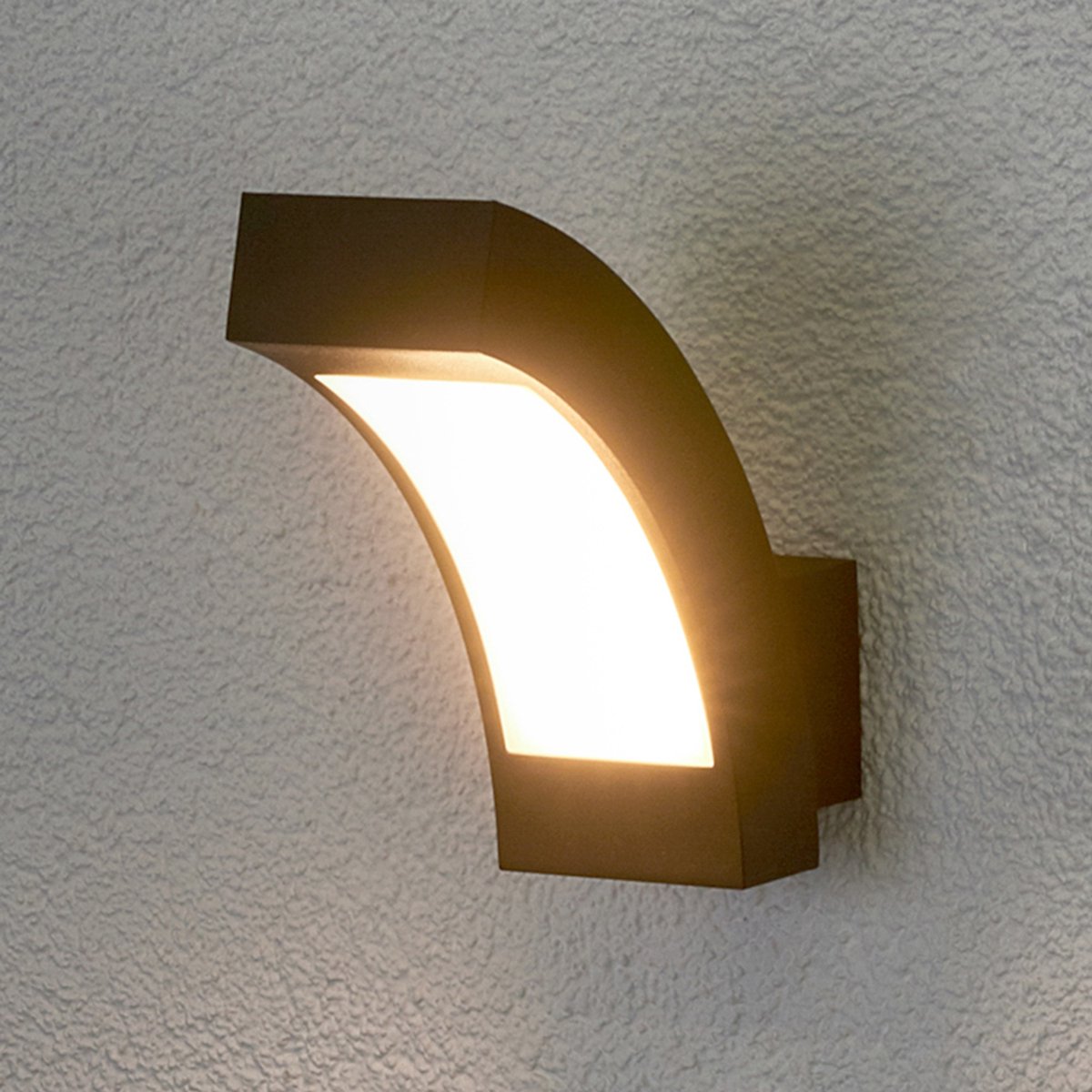 Lucande - LED wandlamp buiten - 1licht - aluminium, kunststof - H: 21 cm - antraciet, wit transparant - Inclusief lichtbron
