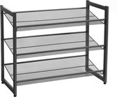 Schoenenrek - 3 Schappen - Stapelbaar Opbergrek - Verstelbare Legplank - 74 x 62,8 x 30,7 cm - Zwart