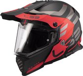 LS2 MX436 Pioneer Evo Adventurer Mat Zwart Rood Adventure Helm - Maat XXL - Helmet