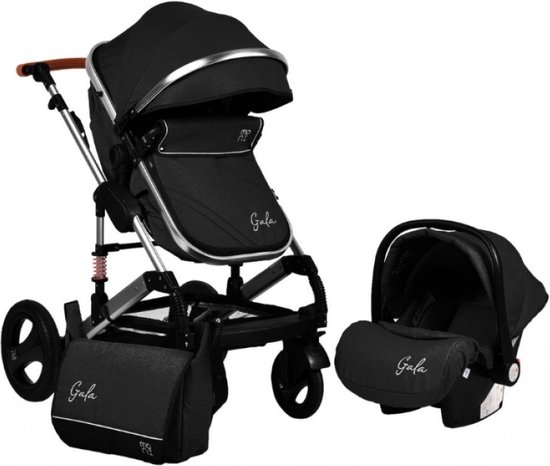 Cangaroo Gala Black/Leather 3-in-1 Combi Kinderwagen incl. Autostoel |  bol.com