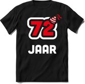 72 Jaar Feest kado T-Shirt Heren / Dames - Perfect Verjaardag Cadeau Shirt - Wit / Rood - Maat XL