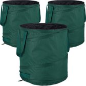 Relaxdays sac poubelle de jardin pop up - lot de 3 - 60 l - sac de jardin robuste - sac poubelle vert fermé