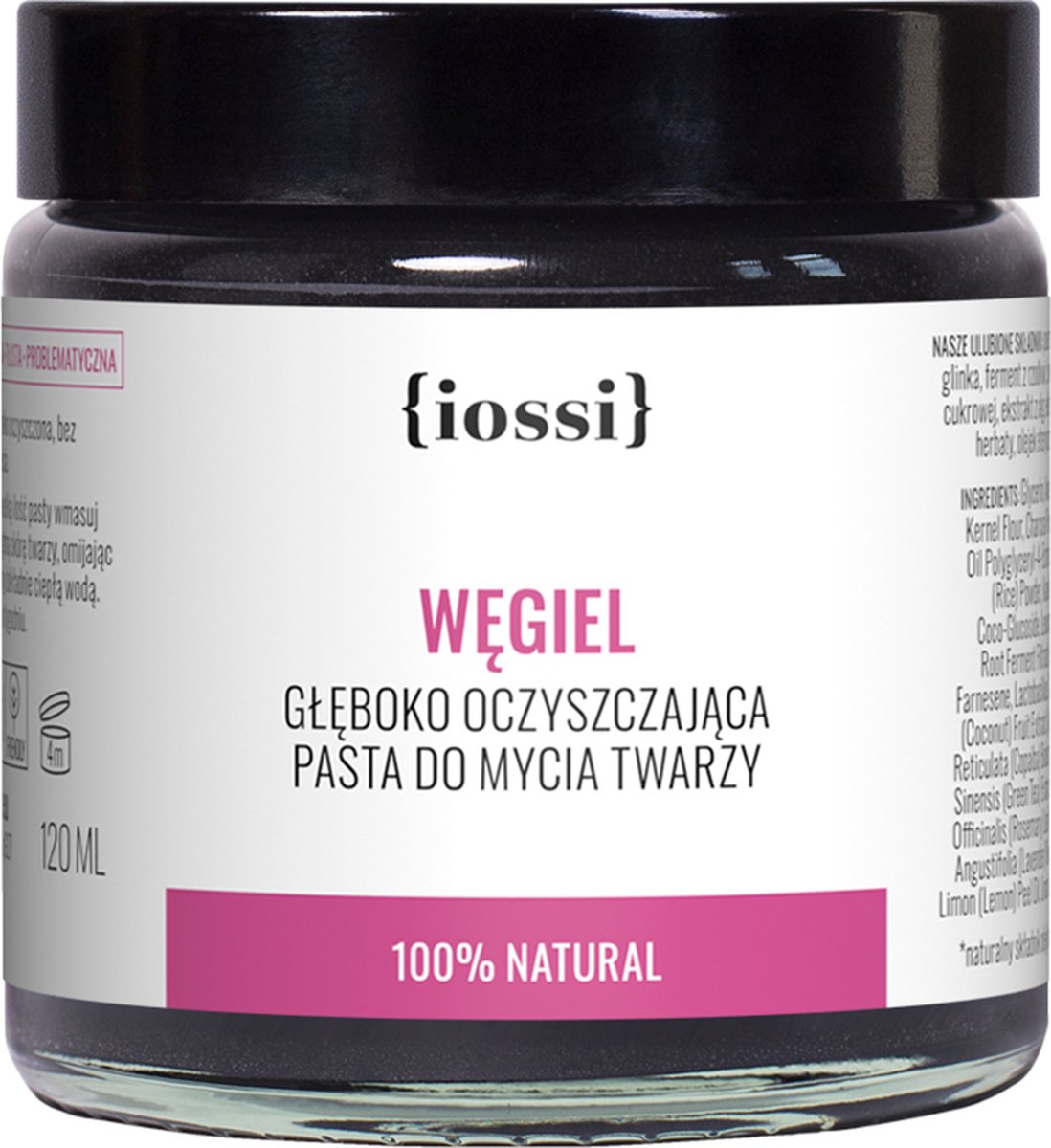 Iossi - Carbon Cleansing Paste For Face Wash With Activated Charcoal, Algae And Green Tea 120Ml