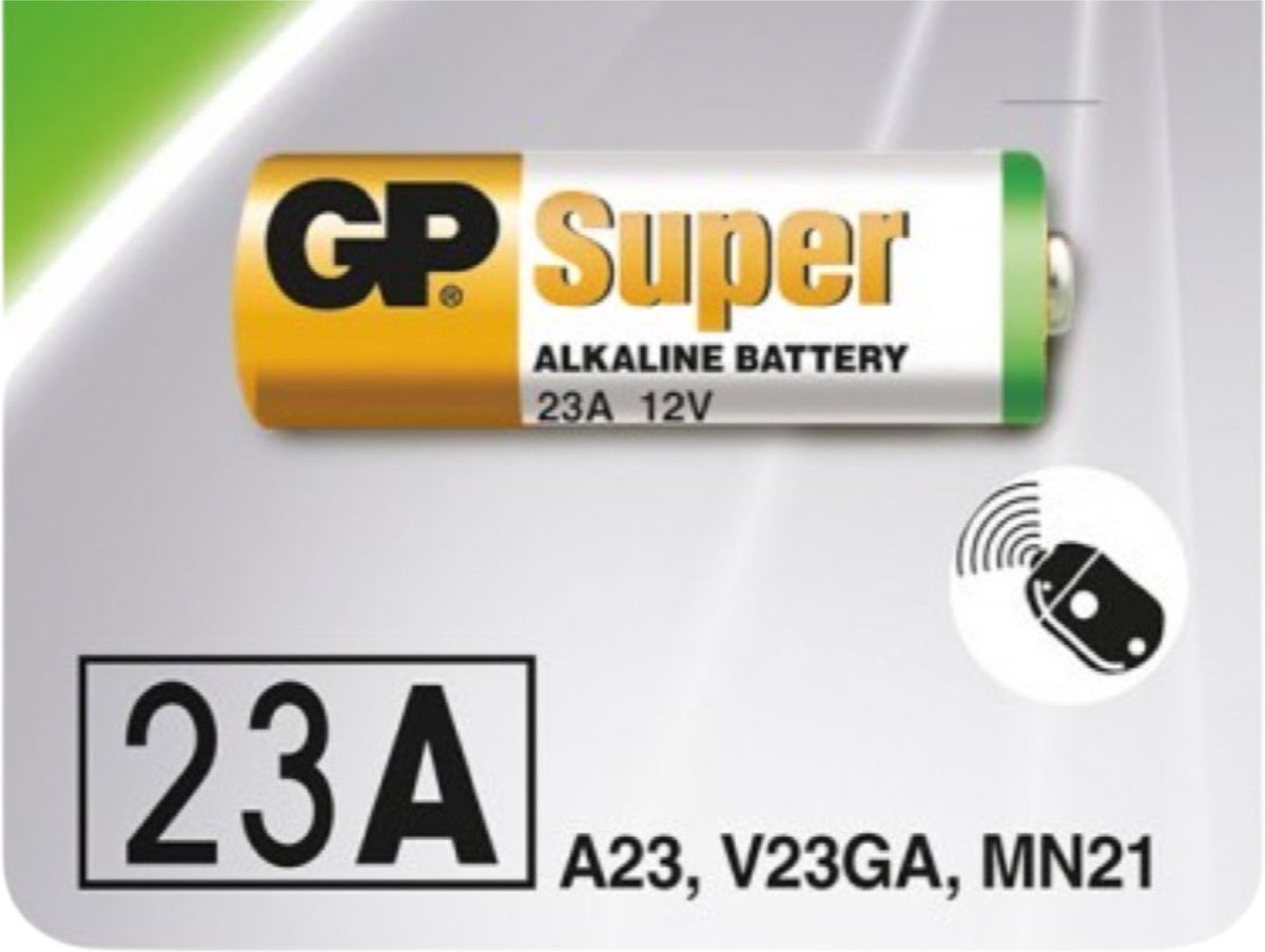 GP Batterij 23A - Alkaline - 12 Volt - A23 / V23GA / MN21 - Autosleutels / Deurbellen / Afstandsbedieningen / 1 STUK(S)