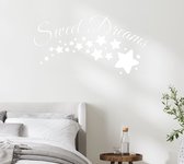 Stickerheld - Muursticker Sweet dreams - Slaapkamer - Droom zacht - Lekker slapen - Engelse Teksten - Mat Wit - 55x107.7cm