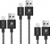 Dux Ducis 2.1A Charge Fast USB-A vers Apple Lightning Cable Set 3-Pack (0.25M + 1M + 2M) Zwart