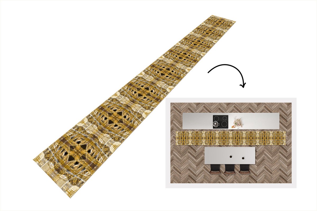 Keukenloper - Keukenmat - Goud - Afrika - Patronen - Dieren - 400x50 cm - Keuken vloerklee