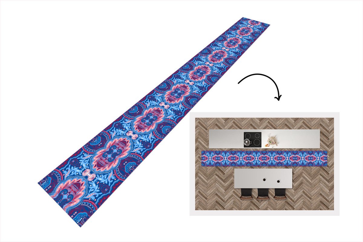 KitchenYeah Keukenloper - Keukenmat - Patronen - Bloem - Natuur - 400x50 cm - Keuken vloerkleed Multicolor
