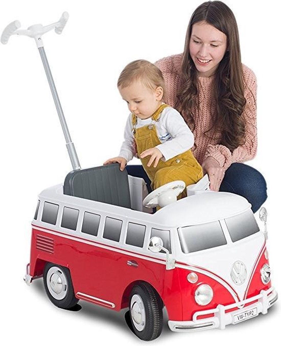 Rollplay Duwauto Met Zonnescherm Volkswagen Bus T2 Rood/wit