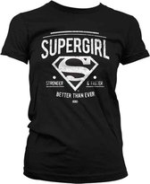 Supergirl - Stronger & Faster dames T-shirt zwart - Superhelden merchandise strips - L - Hybris