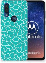 Motorola One Vision Hoesje maken Design Cracks Blue